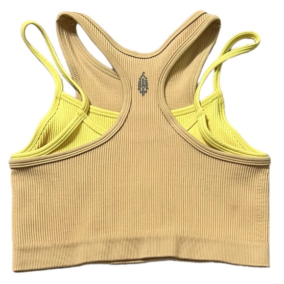 (P-1)Free People Movement Womens Free Throw Double Layer Tank Latte/LemonVerb… - Picture 6 of 7